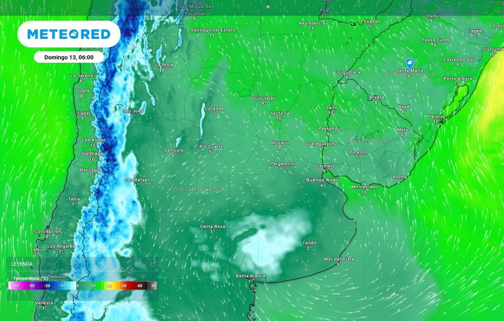 Aire frío La llegada del aire frío polar hacia el fin de semana dejará temperaturas gélidas con heladas sobre el centro del país