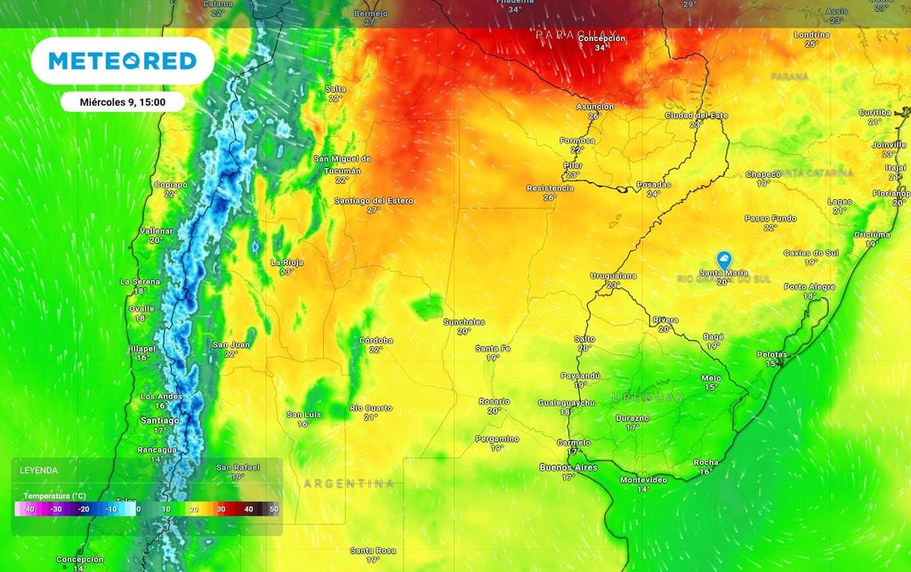 Temperaturas miércoles Temperaturas previstas para las 15:00 del miércoles, una de las tardes más cálidas de la semana