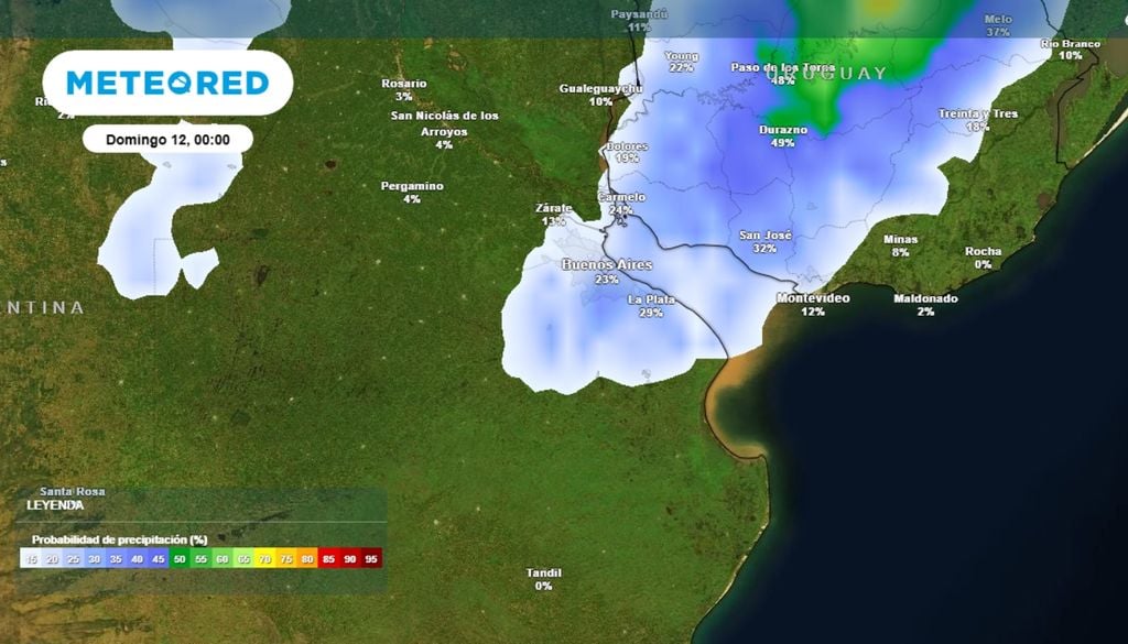 Probabilidad de lluvia para el fin de semana