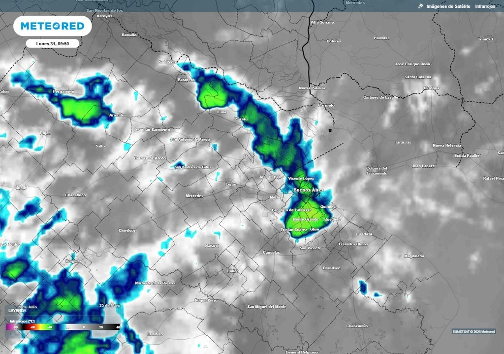 Buenos Aires AMBA frío polar tiempo pronóstico clima tormentas septiembre lunes 31 inestable en el AMBA, sin descartar algunas lluvias débiles y pasajeras.