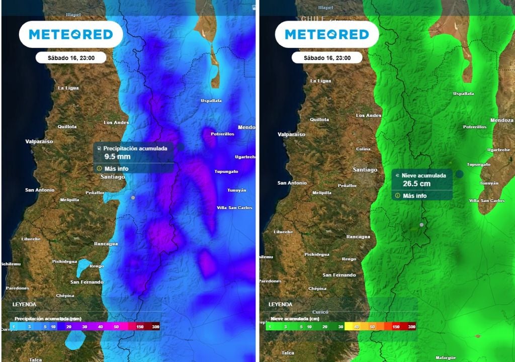 Entre la noche del viernes y tarde del sábado podrían caer las precipitaciones en precordillera y cordillera, con acumulados más importantes concentrados en esta zona de la RM.
