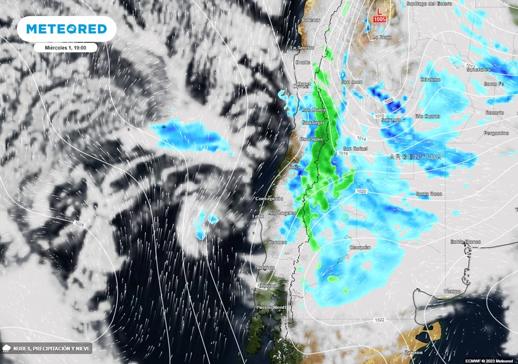 Precipitaciones previstas para la zona central de Chile que se concentrarán hacia el sector cordillerano Precipitaciones previstas para la zona central de Chile que se concentrarán hacia el sector cordillerano