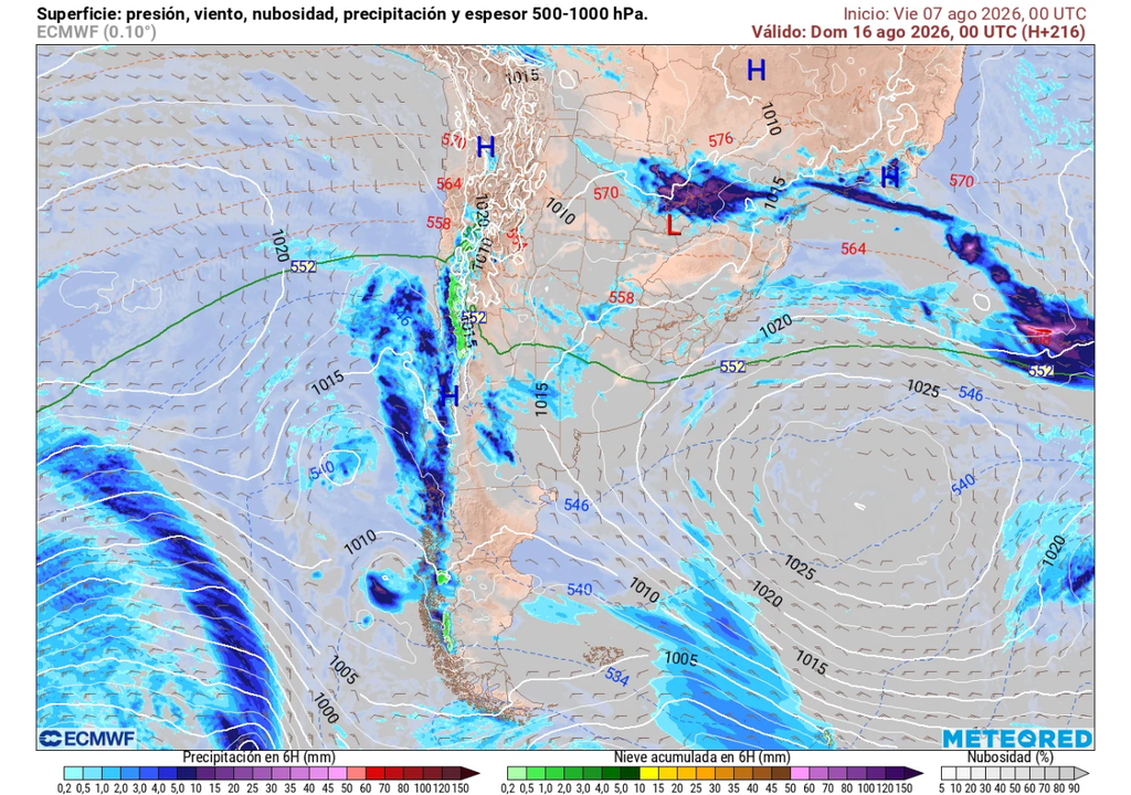 precipitaciones previstas La segunda mitad de la próxima semana será más lluviosa en la zona central y Sur de Chile.