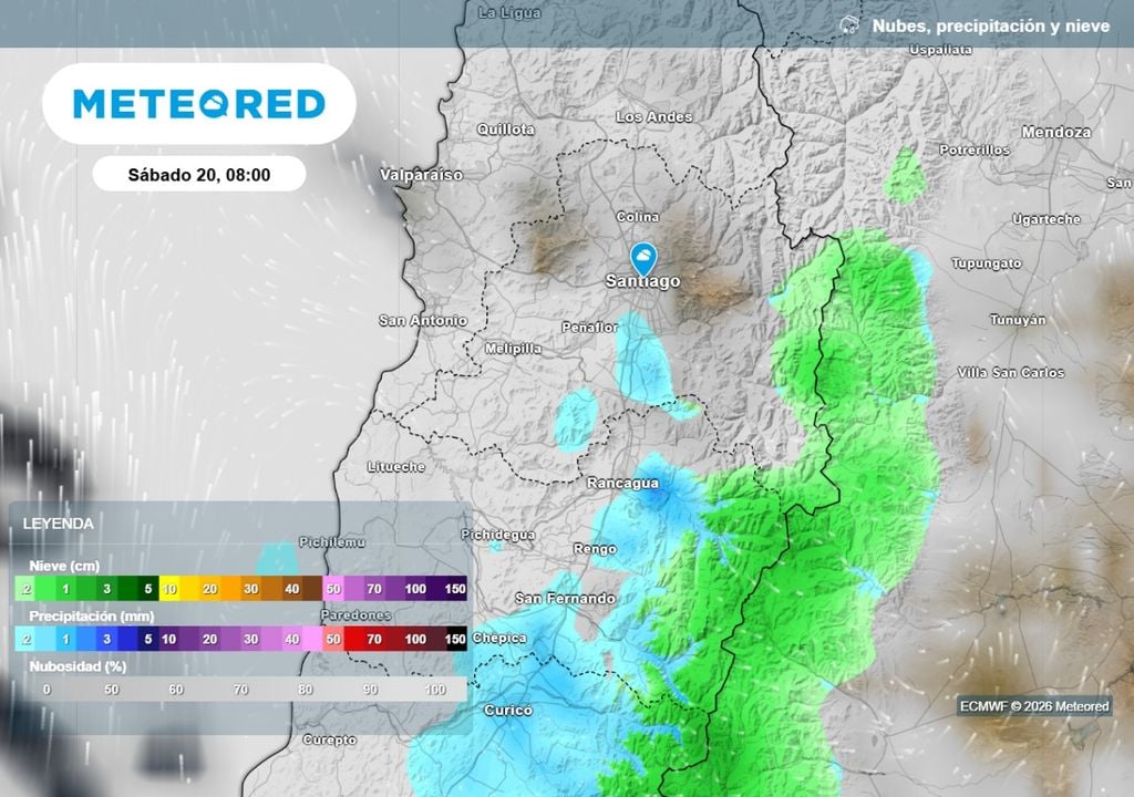 Precipitaciones Desde el sábado el ambiente inestable llegaría a la cordillera de la RM: se esperan precipitaciones en el centro del país.