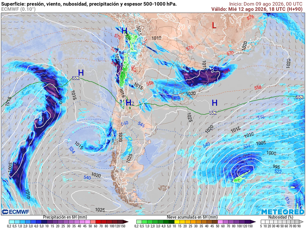 Aproximación del sistema frontal que dejará precipitaciones durante el fin de semana.