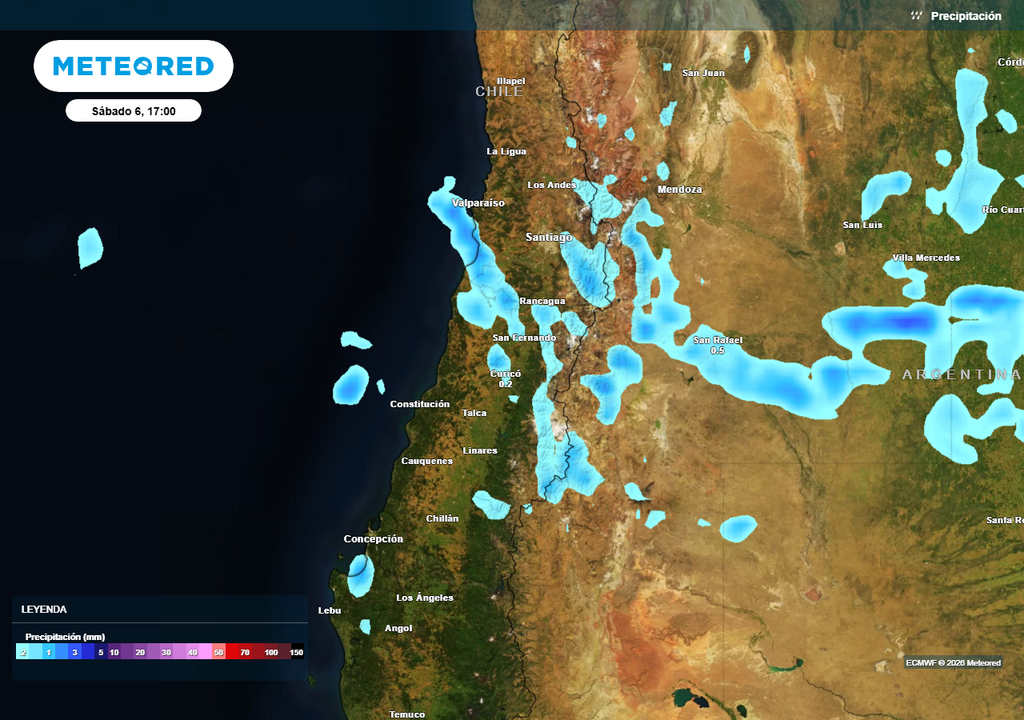 Inestabilidad post-frontal dejará nubosidad variable y probabilidad de chubascos débiles este sábado en la zona centro-norte.