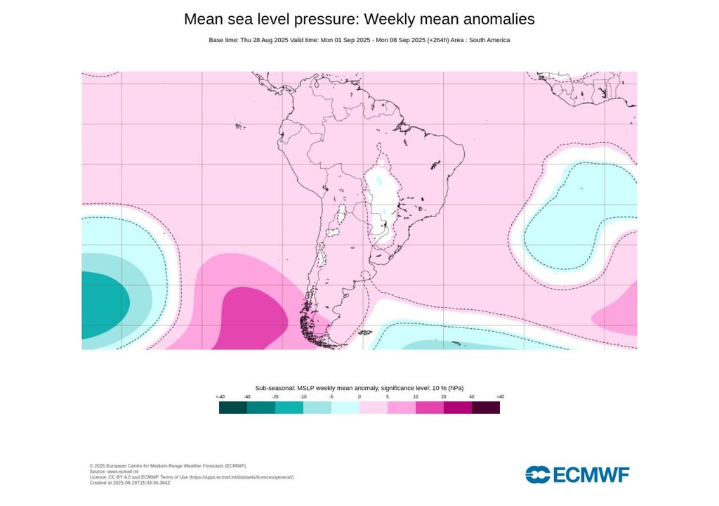 mapa semanal de anomalía de presión