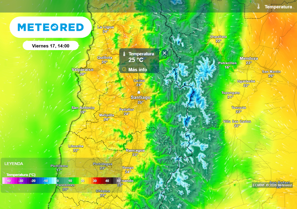 Este viernes será otoñal: Santiago espera una temperatura máxima en torno a 25 °C.