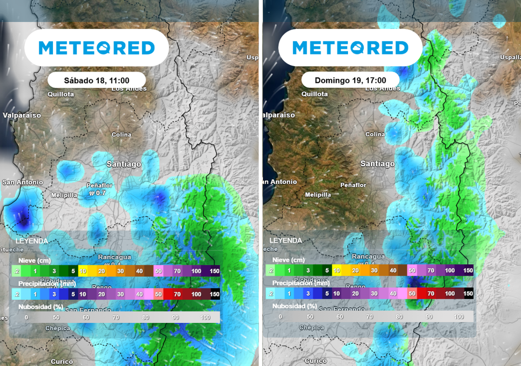 Ambiente inestable se mantendría este fin de semana en Santiago y la RM según el ECMWF.