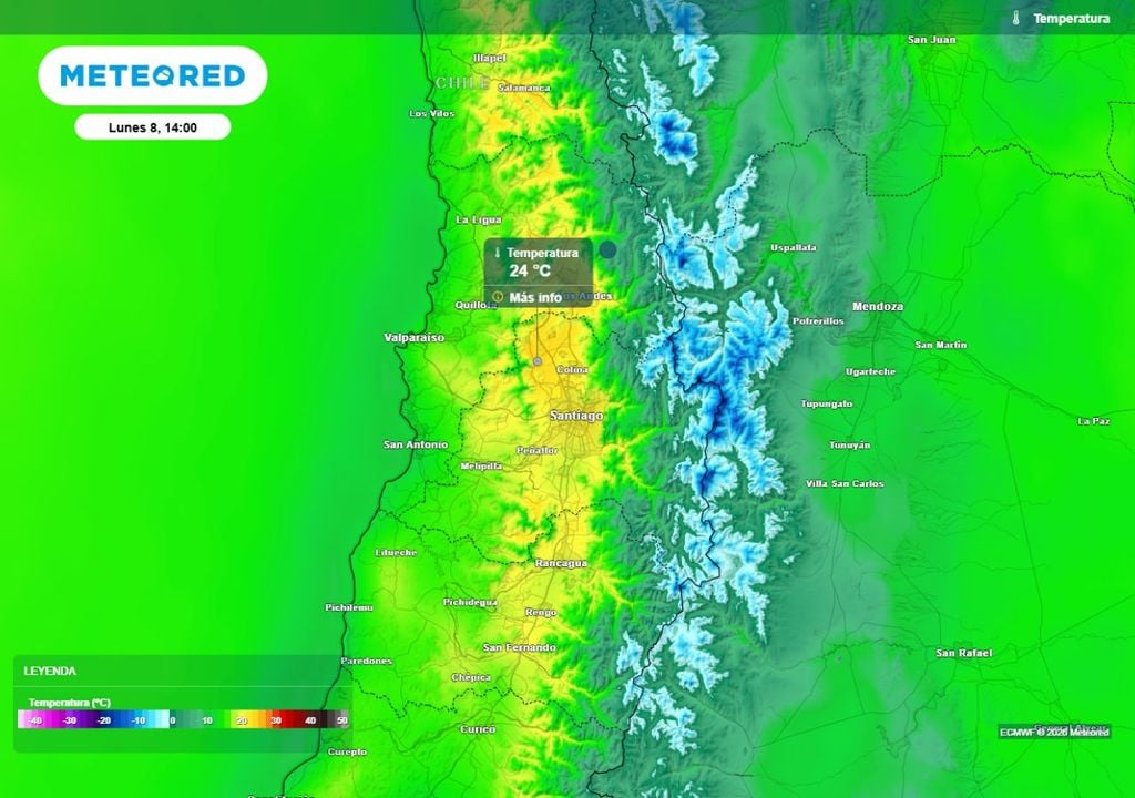mapa de temperatura Este lunes se espera un ascenso térmico: será el día más cálido de la semana.