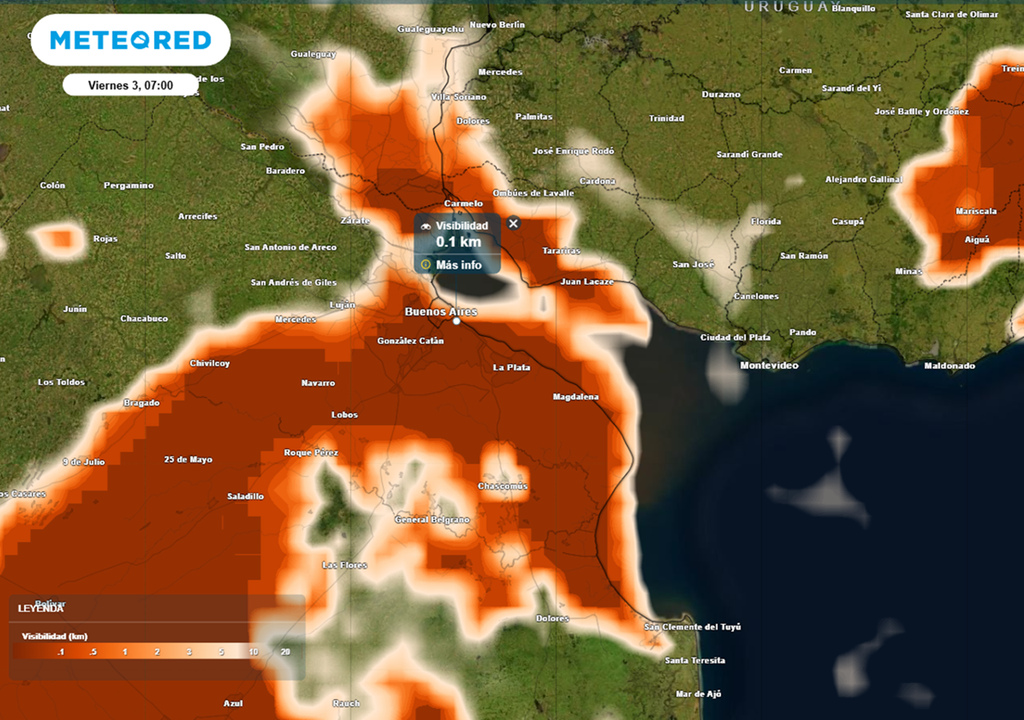 niebla viernes santo Madrugada y mañana del Viernes Santo (3 de abril) con ambiente saturado de humedad, formación de densos bancos de niebla en el AMBA, y con visibilidad extremadamente reducida.