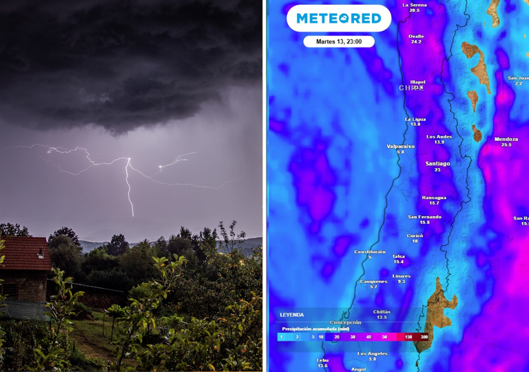 "Vuelven los chubascos a Chile central": lunes ser&aacute; el d&iacute;a m&aacute;s intenso entre Coquimbo y Biob&iacute;o, con riesgo de tormentas