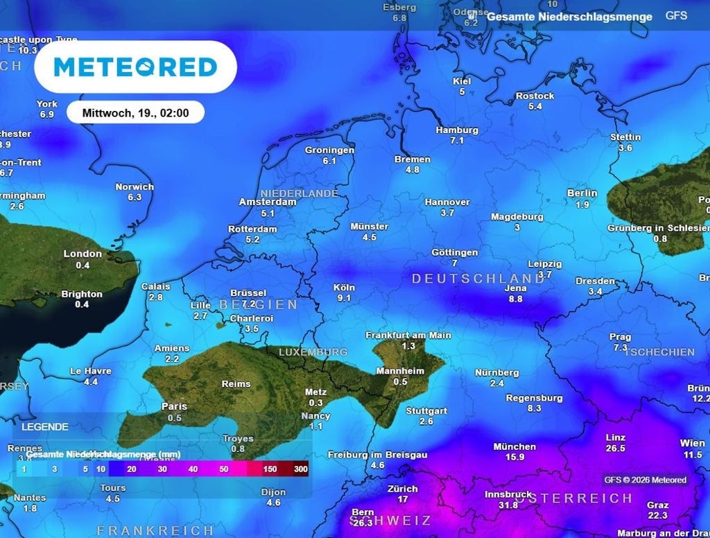 extrem, dürre, kaum Regen Die Regensummen bis Mittwoch liegen im unteren einstelligen Bereich. Die Dürre geht weiter.