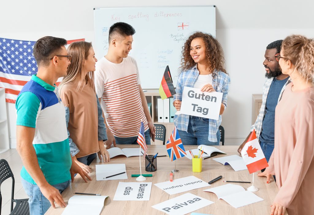 People taking classes at language school. People taking classes at language school.