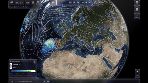 La aplicaci&oacute;n "Weather Replay" de Copernicus revive las condiciones meteorol&oacute;gicas pasadas de cualquier lugar y hora
