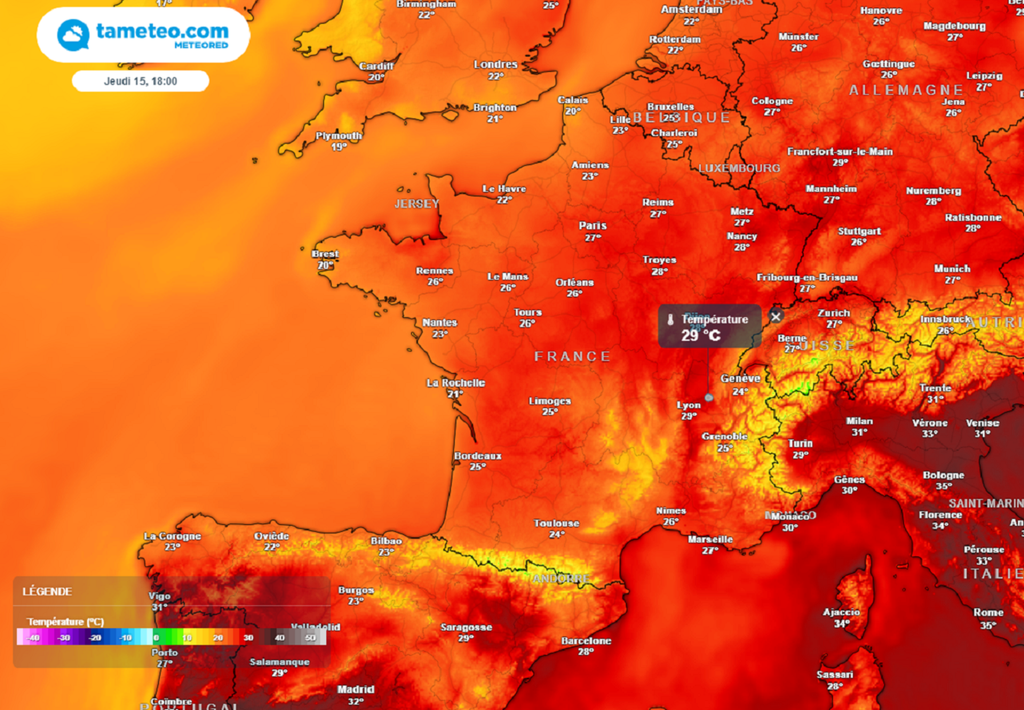 Jeudi après-midi, la barre des 30°C ne sera quasiment plus atteinte aux heures les plus chaudes !