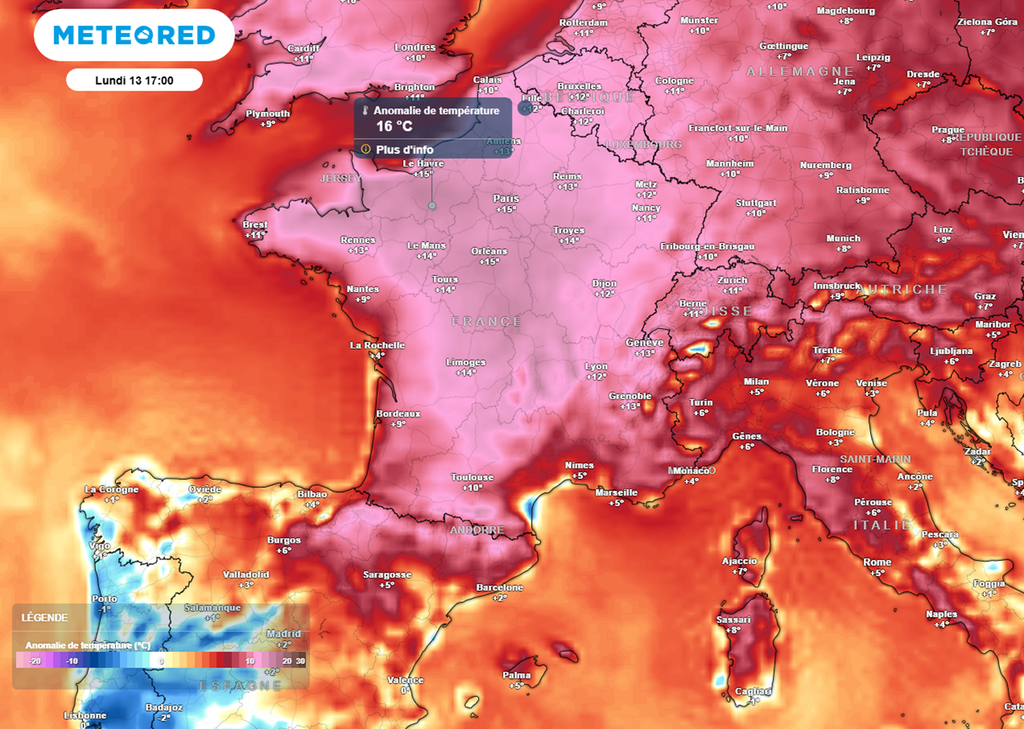 Les valeurs seront parfois supérieures de plus de 15°C aux normales de saison. Les valeurs seront parfois supérieures de plus de 15°C aux normales de saison.