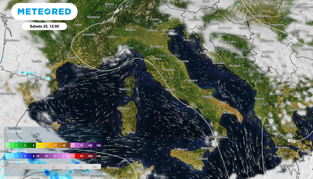 Sabato giornata limpida con pochissime nuvole.