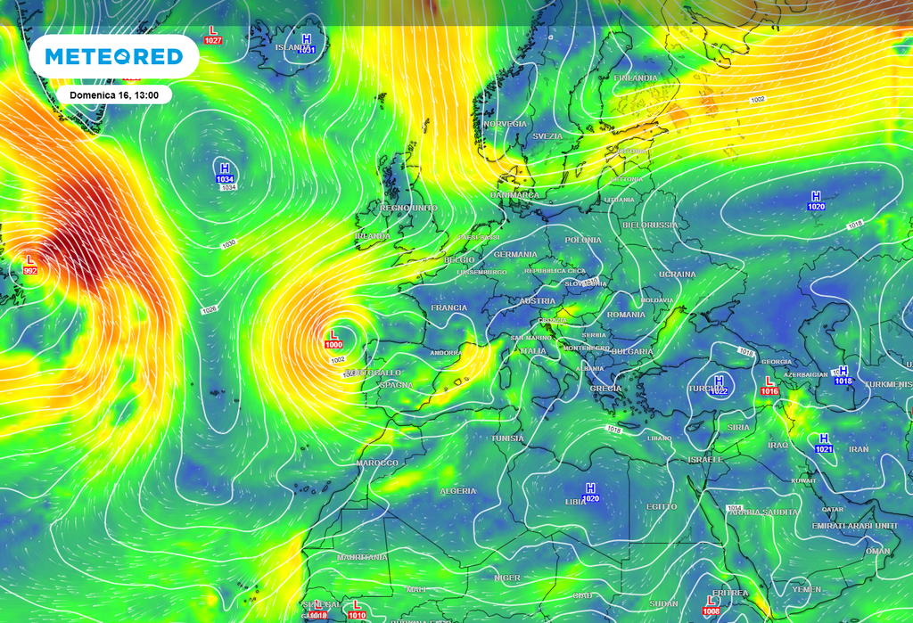 Venti Domenica a 500 HPa (circa 5500 m slm)