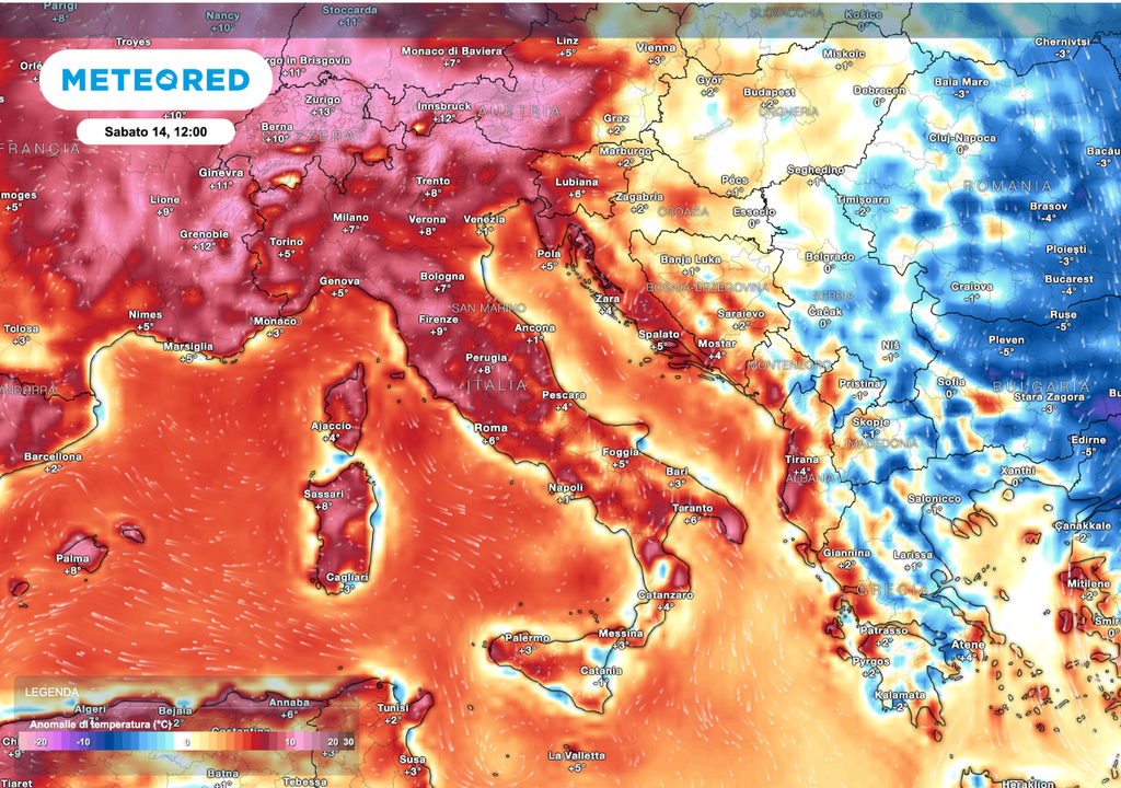 Anomalie termiche sabato: Italia avvolta da un caldo ben oltre la media Anomalie termiche sabato: Italia avvolta da un caldo ben oltre la media