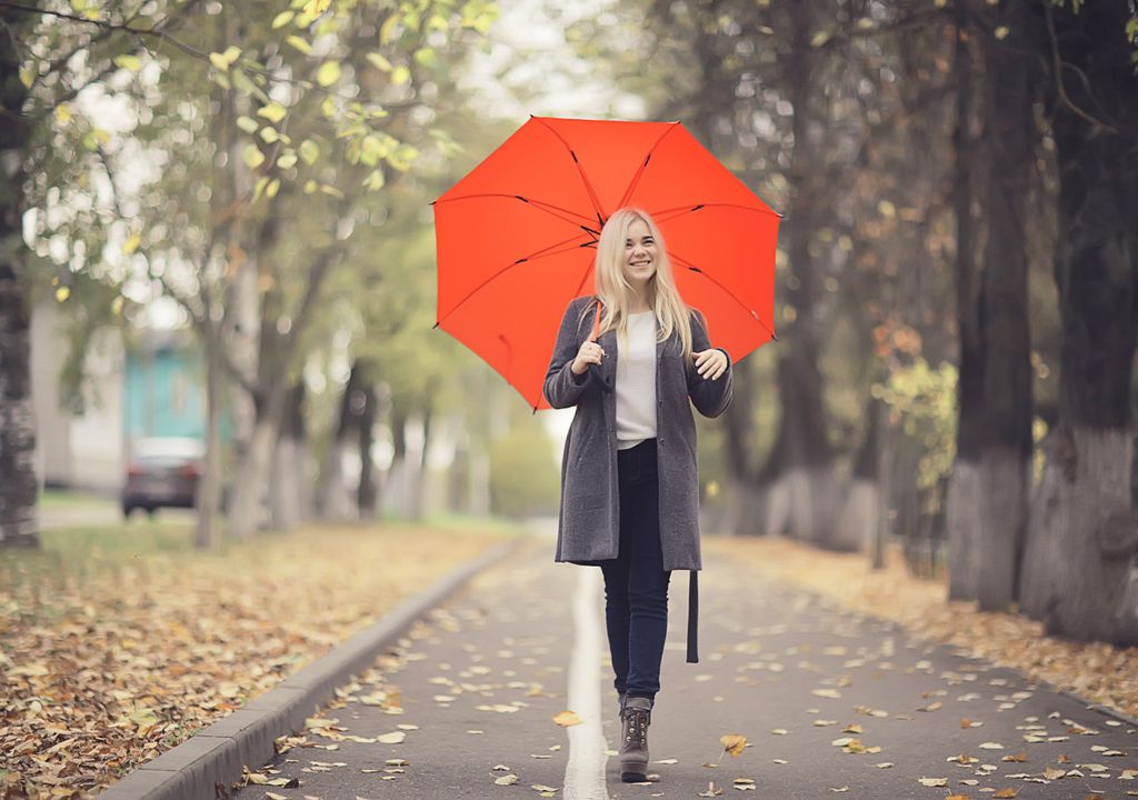 Autumn with an umbrella