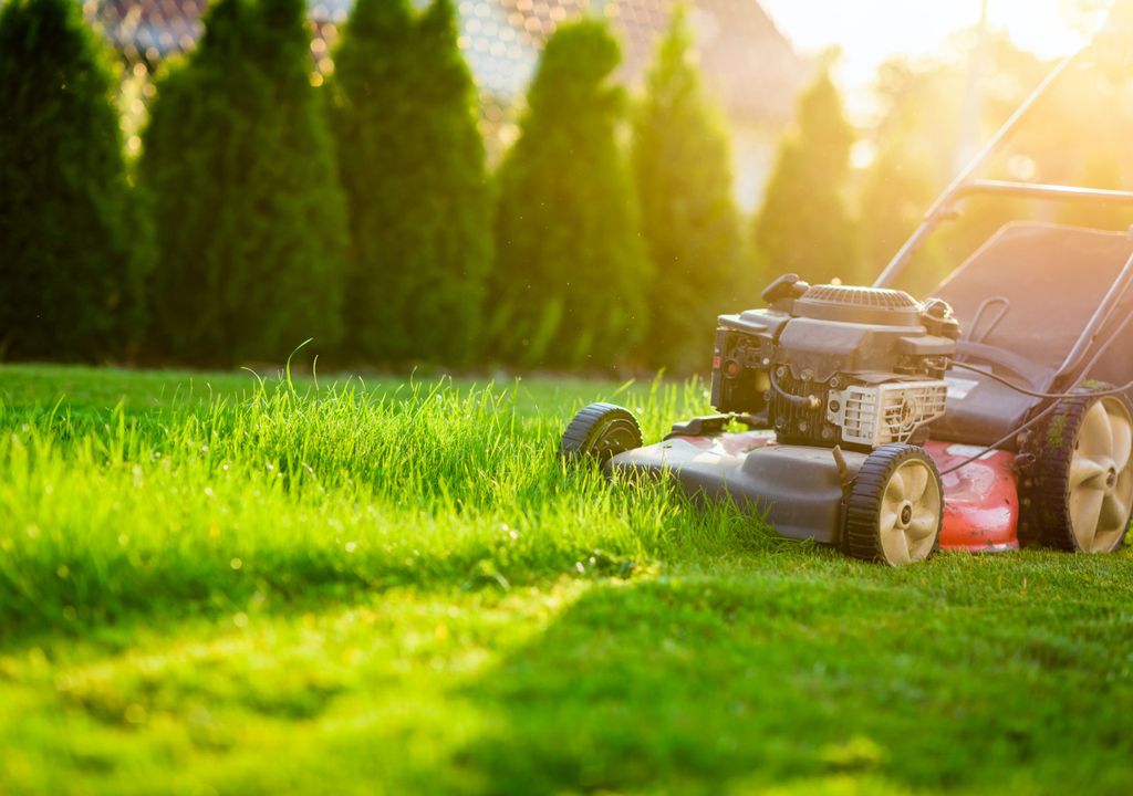 Mowing lawn