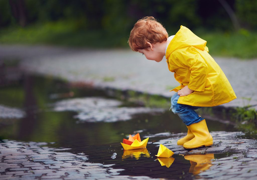 Boy and puddle