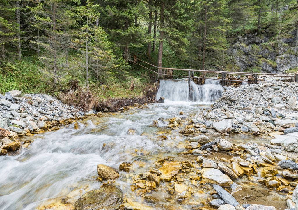 Tweng Wasserfall nach einem Muren Abgang im Lungau, Österreich
