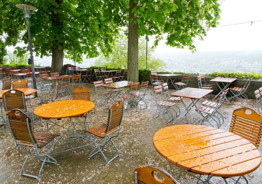 biergarten, wetter, regen