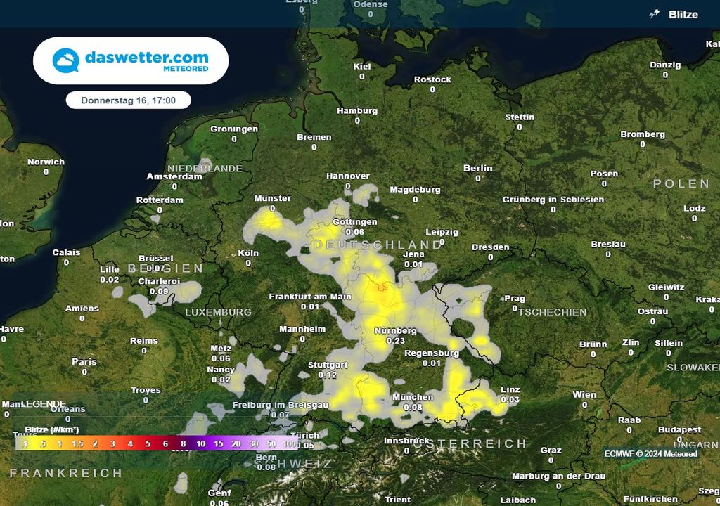 gewitter, zellen, donnerstag