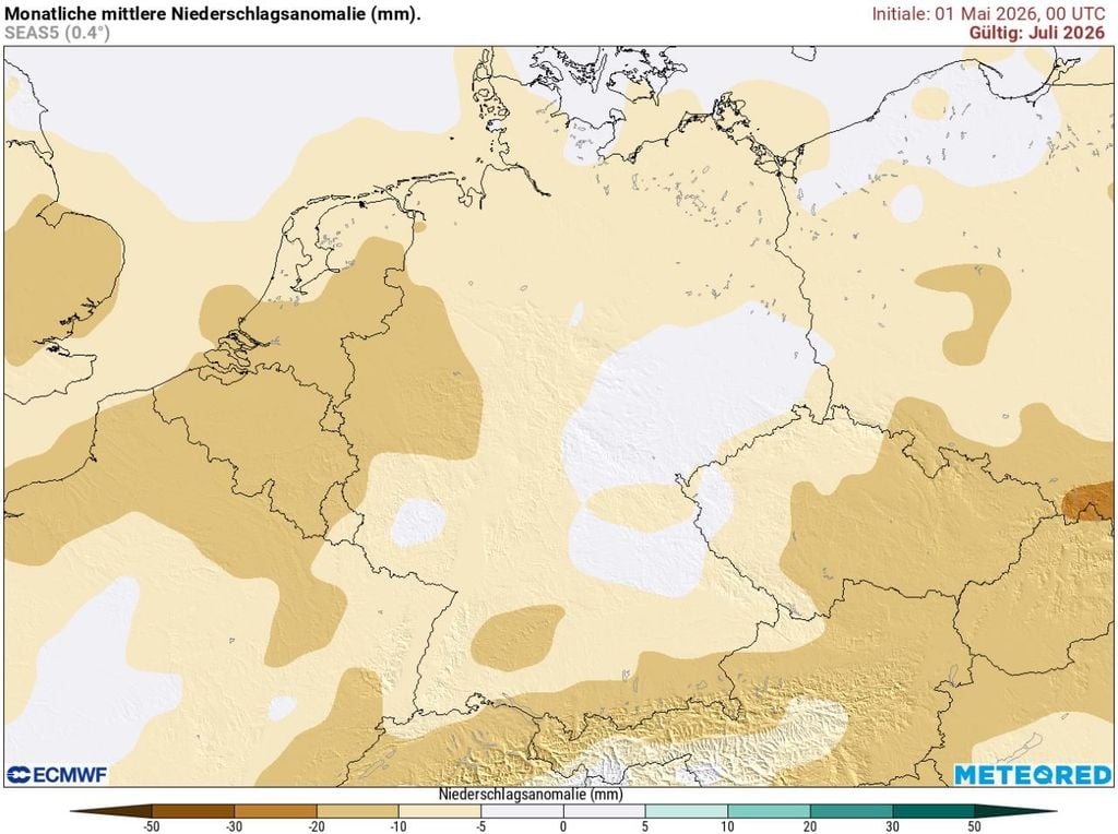 dürre, ecwmf, juli Der Juli 2026 soll nicht nur besonders warm, sondern auch sehr trocken ausfallen.