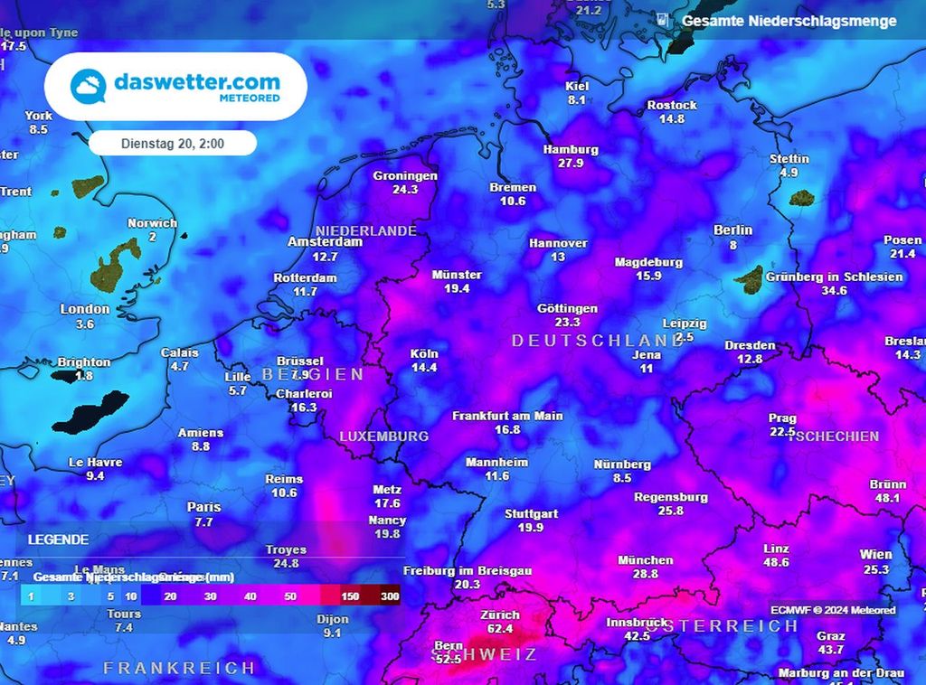 ecmwf, regensummen, nass, schwül ecmwf, regensummen, nass, schwül