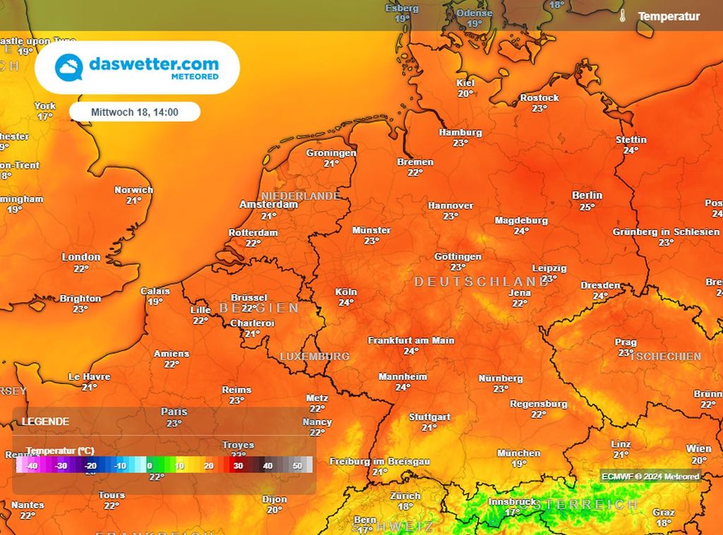 Plötzlich ist der Sommer wieder da. Nächste Woche werden bis zu 25 Grad erreicht, regional auch auch noch etwas mehr.