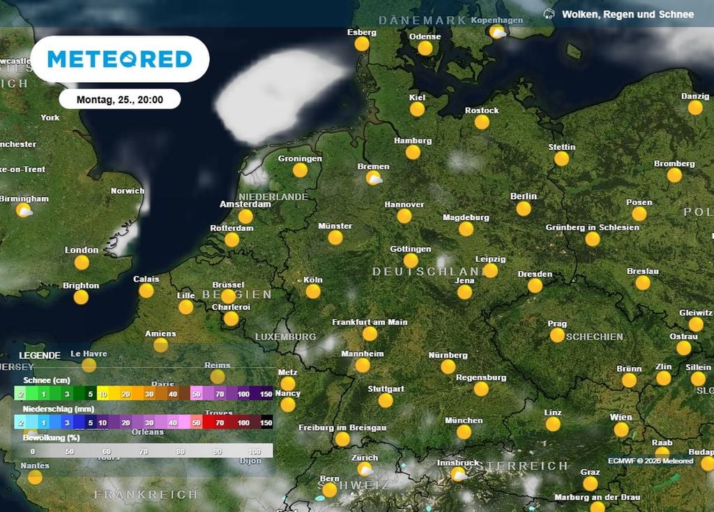 Viel Sonnenschein über das lange Pfingstwochenende - nur wenige Wolken!