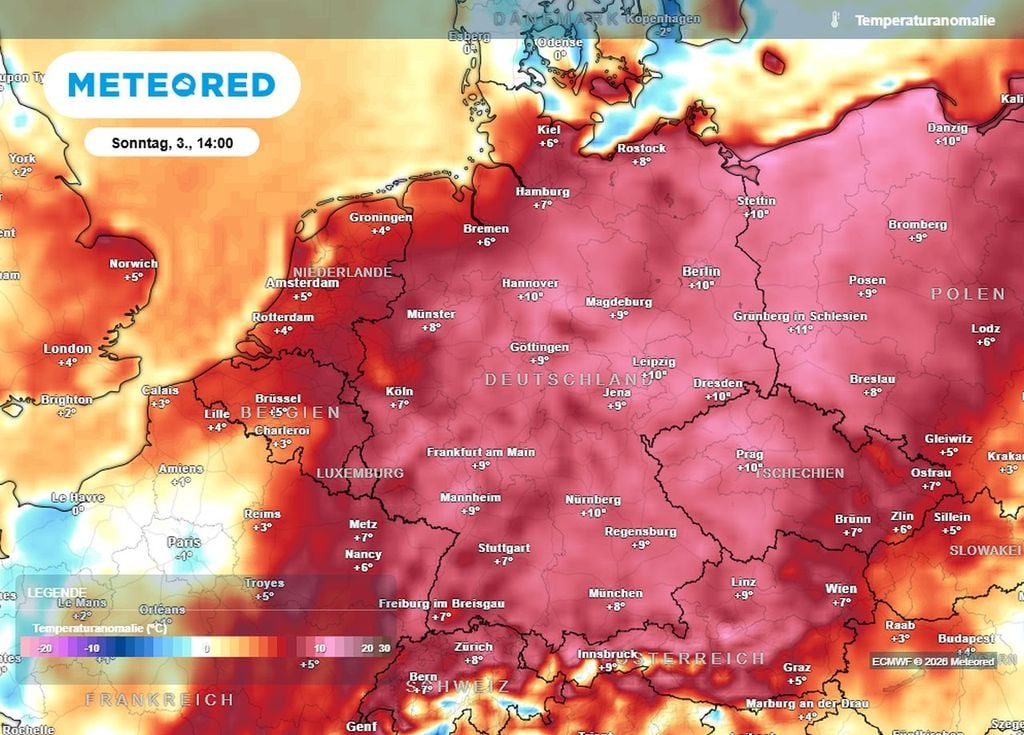 Auch am Sonntag ist es in Deutschland weiterhin deutlich "zu warm" für die Jahreszeit.