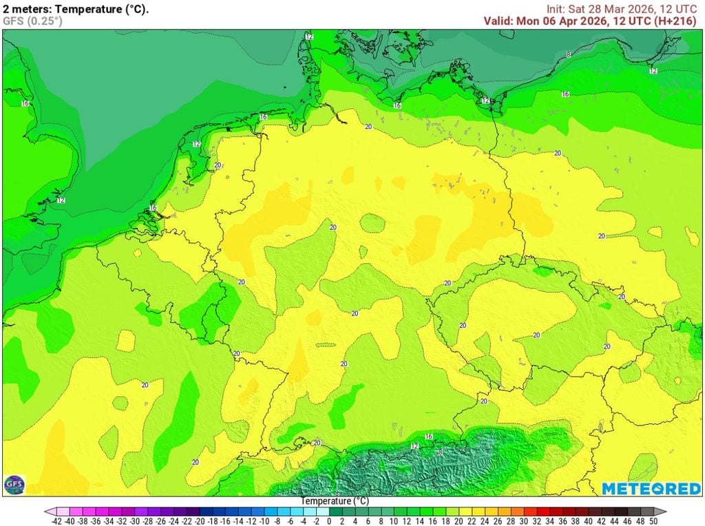 Direkt zu den Osterfeiertagen könnte es deutschlandweit 20 Grad und mehr geben, am Ostermontag lokal sogar bis zu 25 Grad.