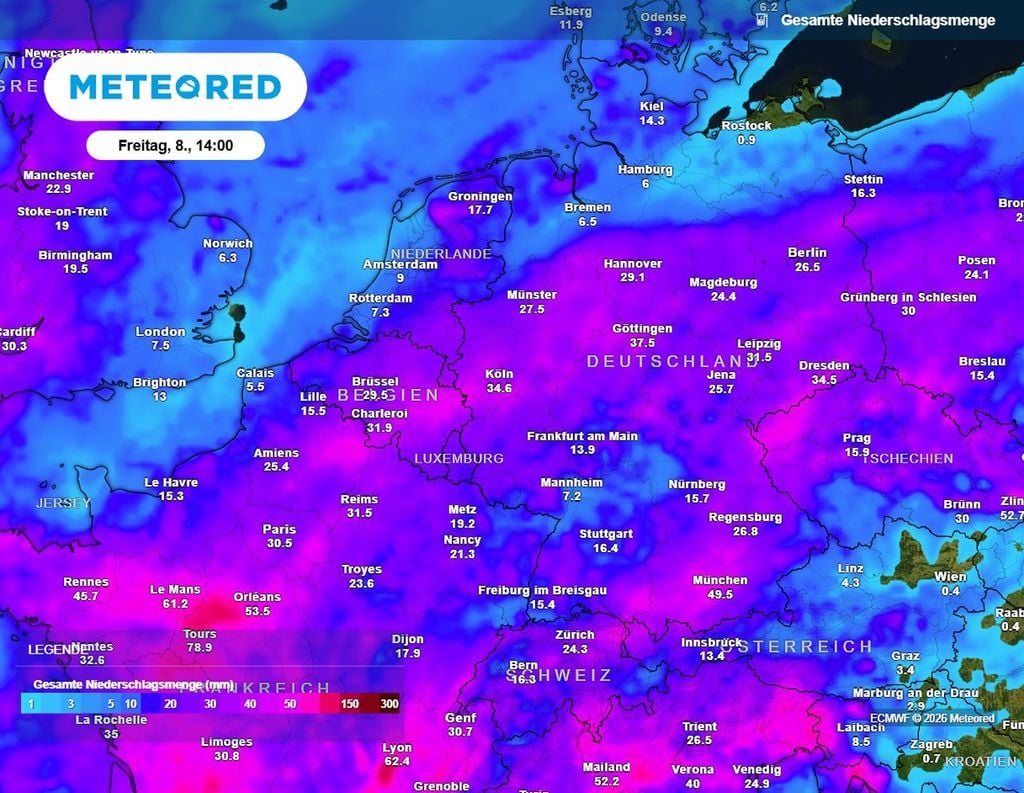 Bis Freitag ist in Deutschland regional viel Regen in Sicht.