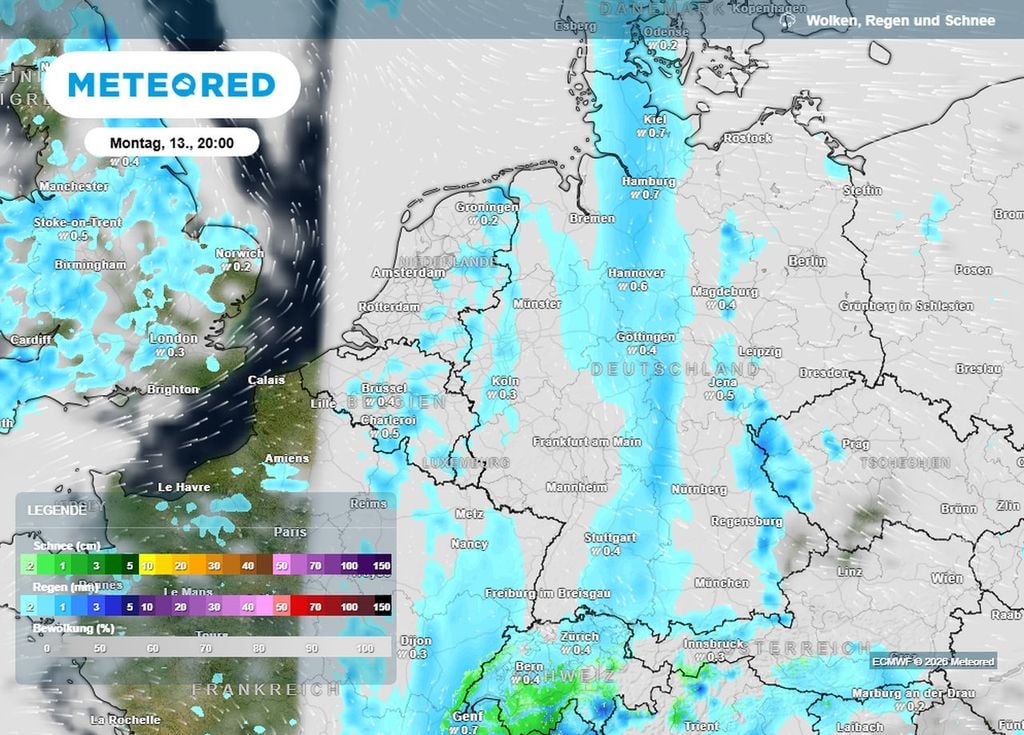 Die neue Woche startet statt mit Frühlingswetter mit vielen Wolken und zeitweise Regen. Dabei ist es deutlich frischer als zuletzt.
