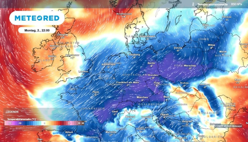 temperaturanomalie, kälter, november Es wird Anfang November rasch kälter. Die Temperaturanomalie ist stark negativ.
