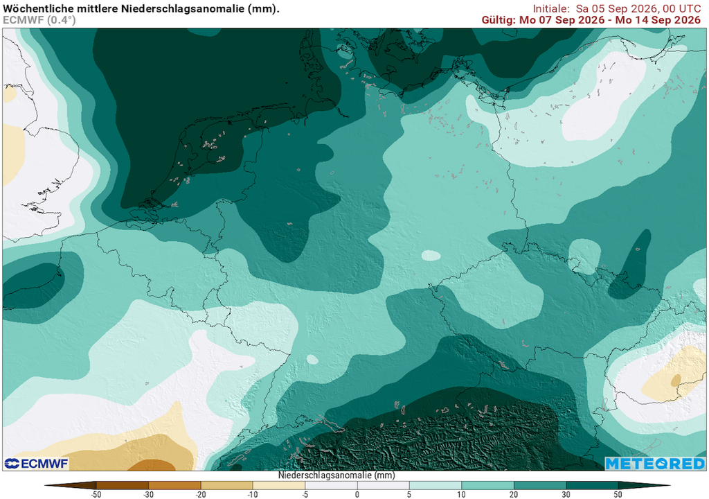 Wochenkarte, Regenflut, Deutschland ECMWF Wettermodell zeigt eine nasse Wochenkarte – aber keine Regenflut für ganz Deutschland