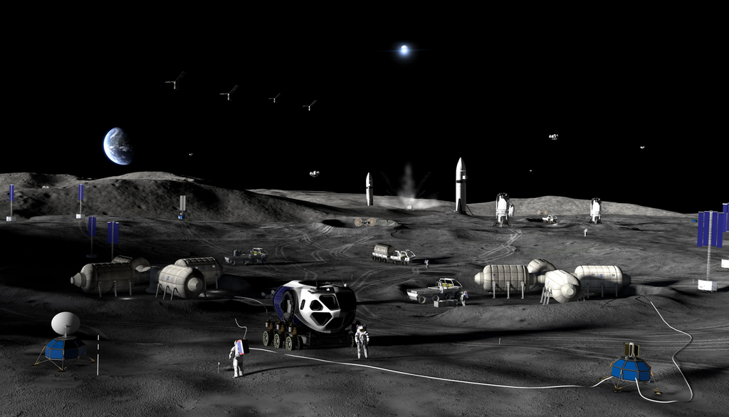 Die Planung von Weltraumbasen, wie hier der Mondbasis, wird künftig nicht nur pragmatische und funktionelle Aspekte umfassen. Bild: NASA