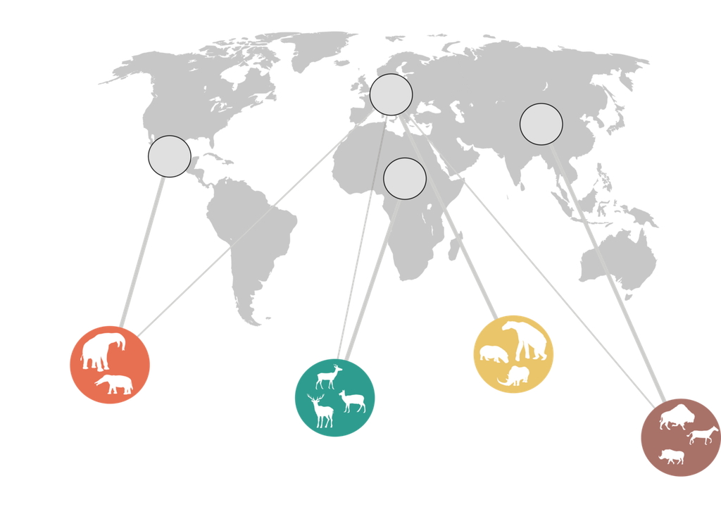 Globales Netzwerk ökologischer Rollenverteilung unter großen Pflanzenfressern. Globales Netzwerk ökologischer Rollenverteilung unter großen Pflanzenfressern.
