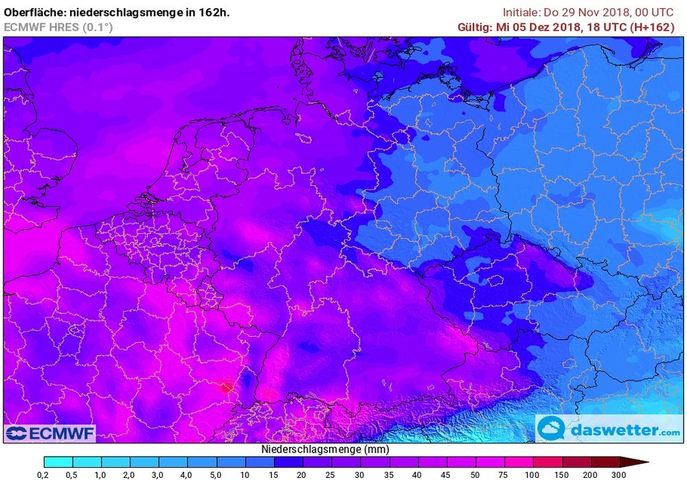 Regensummen bis Mittwoch Regensummen bis Mittwoch