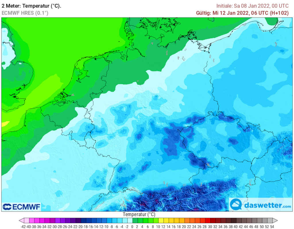 Tiefsttemperaturen Mittwoch