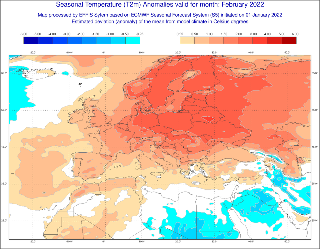 Temperaturabweichungen Februar 2022 Temperaturabweichungen Februar 2022