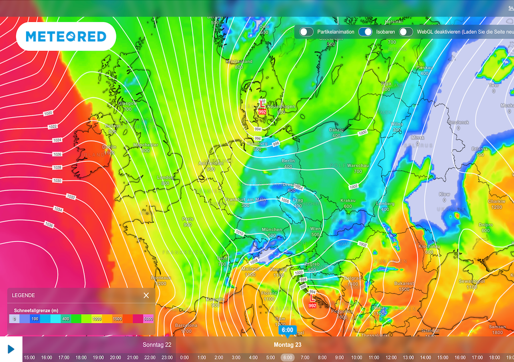 Schneefallgrenze, Montag, Höhenkaltluft, Wind