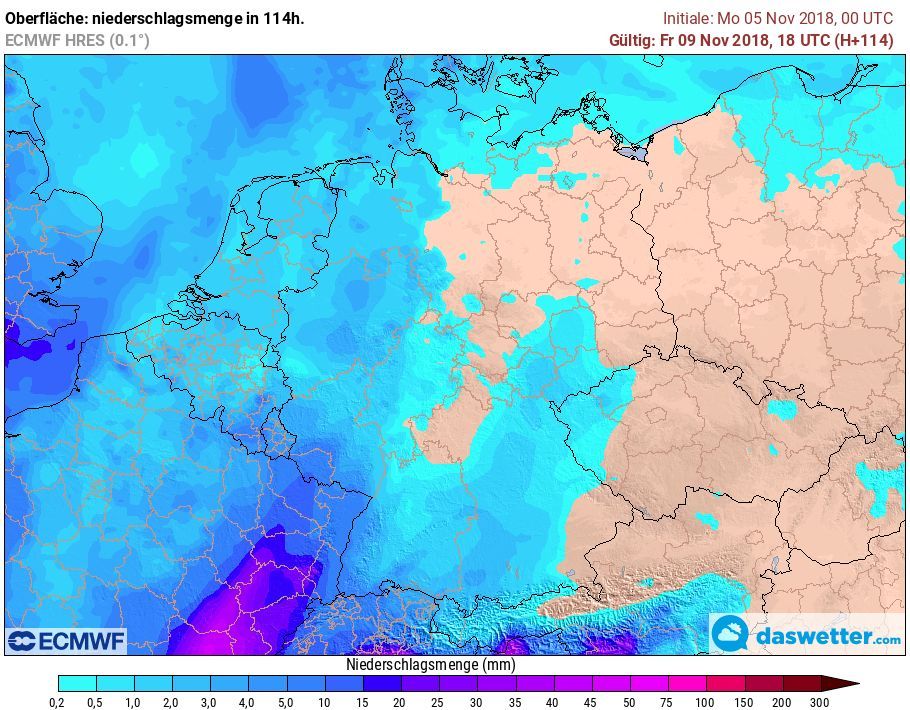 Regensummen bis Freitag