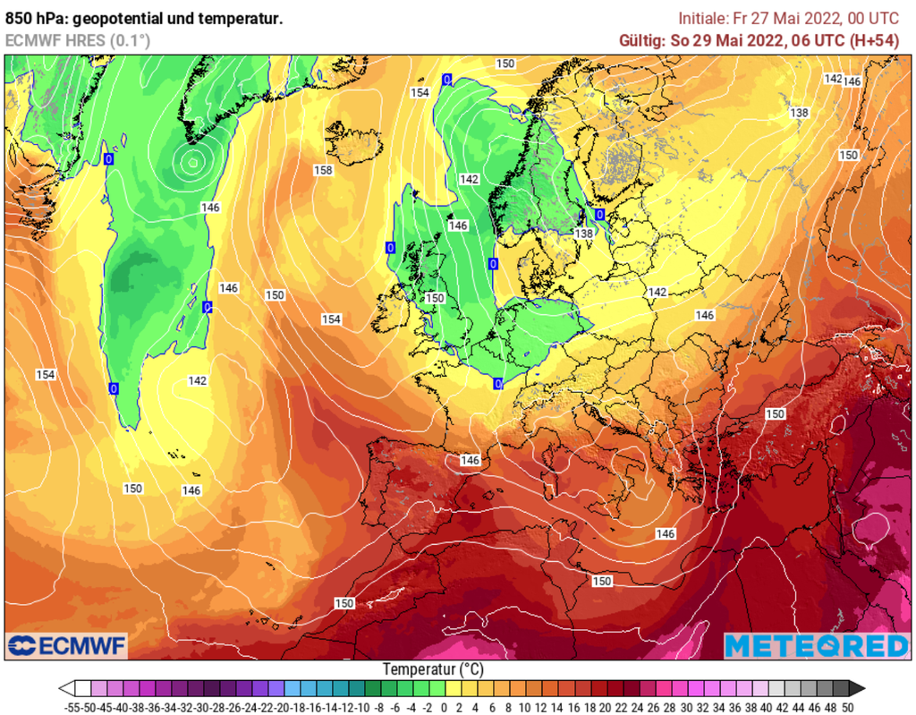 Temperatur in 1500 m Temperatur in 1500 m