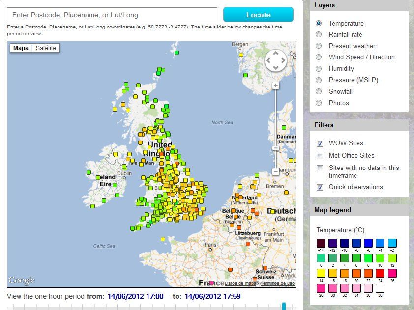 Captura de la página WOW de la MetOffice
