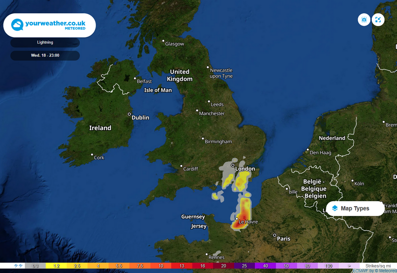 Yellow warning as severe thunderstorms and heavy rain threaten UK